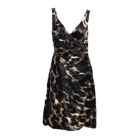 prada silk sleeveless animal print dress size 44